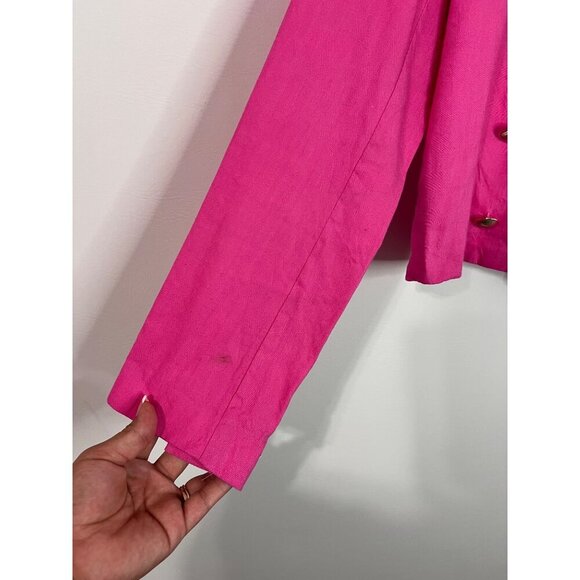 House of Harlow Pink Long Sleeve Linen Cropped Double Breasted Blazer Size M - Picture 6 of 9